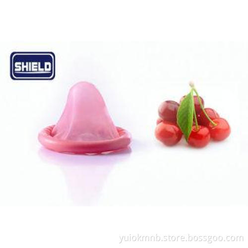 Male Dotted Thin Cherry Fruit Flavored Condoms Pink , GB754
